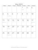 May 2025 Calendar (vertical)