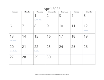 April 2025 Calendar Calendar