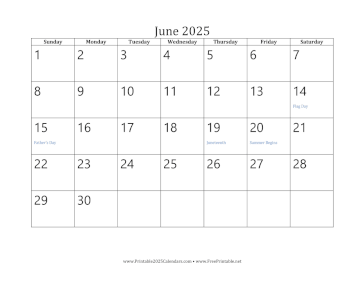 June 2025 Calendar Calendar