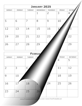 2025 Calendar Two Months Per Page Calendar