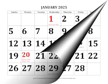 2025 Large Print Calendar