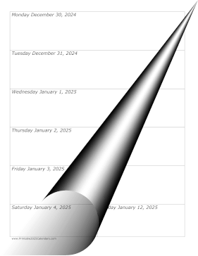 2025 Weekly Calendar-portrait Calendar