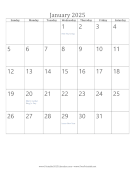 January 2025 Calendar (vertical)