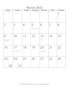 March 2025 Calendar (vertical)