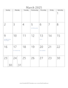 March 2025 Calendar (vertical) calendar