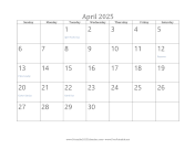 April 2025 Calendar calendar