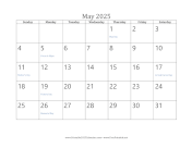 May 2025 Calendar calendar