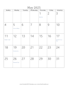 May 2025 Calendar (vertical) calendar