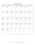 June 2025 Calendar (vertical) calendar