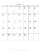 July 2025 Calendar (vertical)