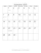 September 2025 Calendar (vertical)