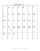 September 2025 Calendar (vertical) calendar