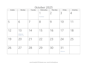 October 2025 Calendar calendar