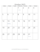 October 2025 Calendar (vertical)