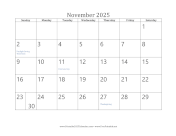 November 2025 Calendar