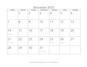 December 2025 Calendar calendar