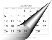 2025 Calendar with Large Dates