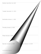 2025 Weekly Calendar (vertical)